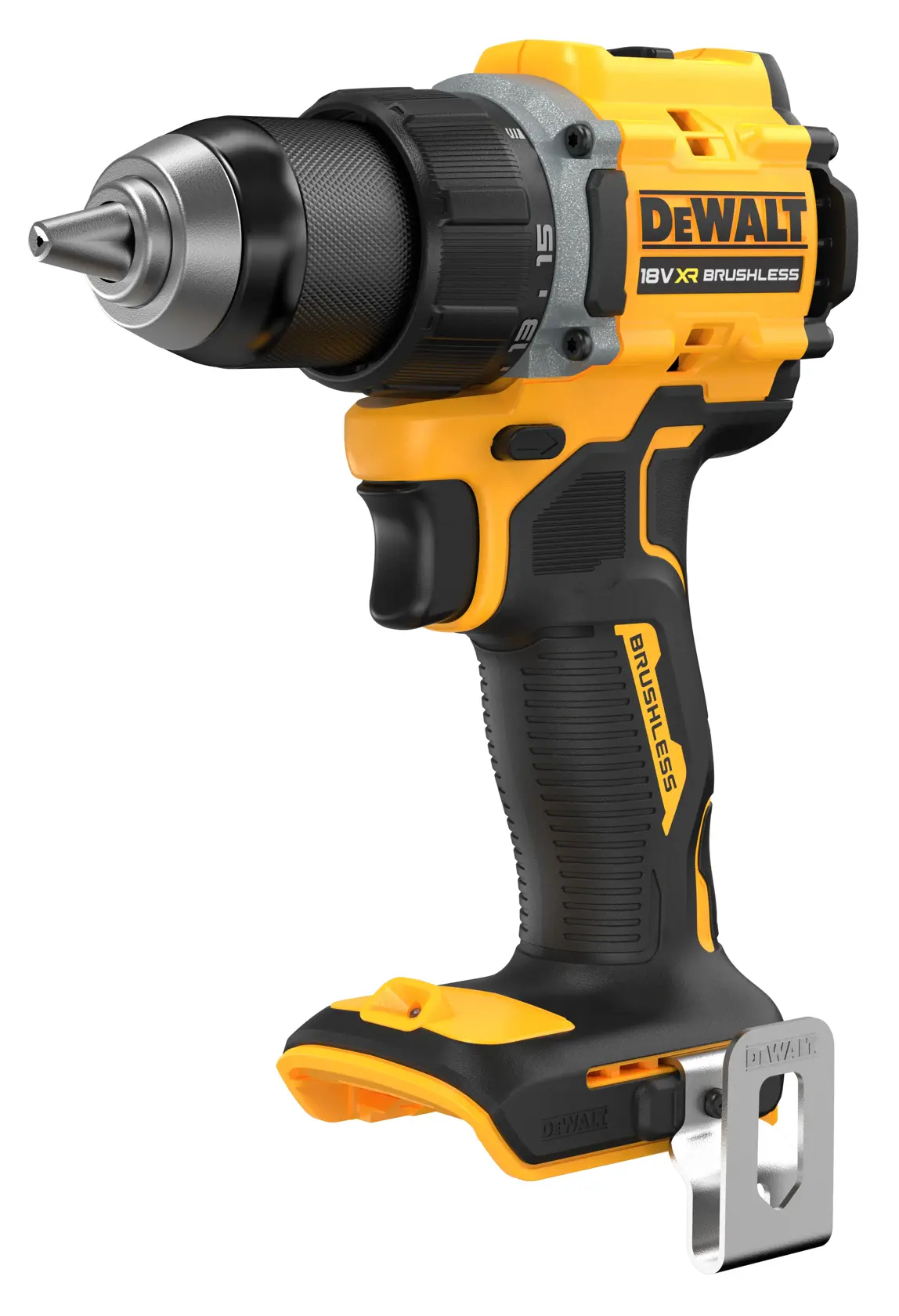 DEWALT Akku-Bohrer DCD794NT, DCD794NT-XJ gelb-schwarz. Fotoprodukt, Seitenansicht.