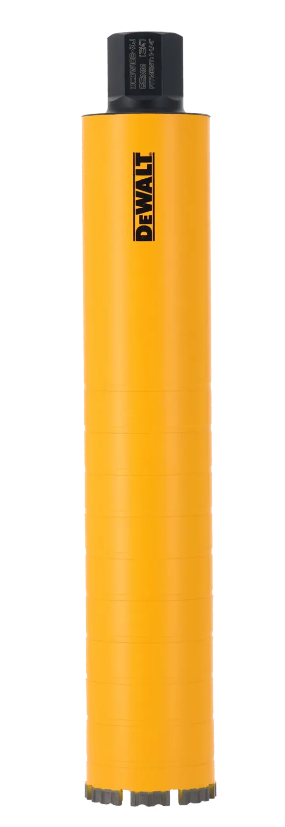 Foret cylindrique jaune DEWALT pour perçage intensif, présenté verticalement sur fond blanc.