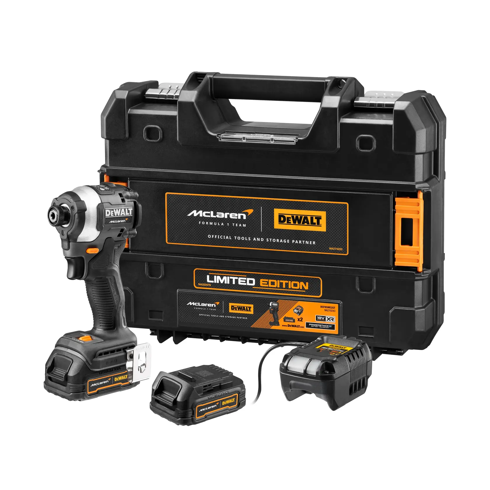 18V XR Akku-Schlagschrauber 1/4" (bürstenlos), max. 206 Nm, inkl. 2x Powerstack Akku (18 Volt / 1,7 Ah) mit Pouch-Akku Technologie im McLaren Design