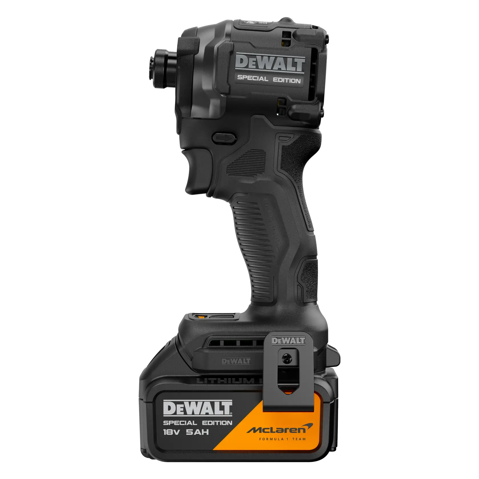 Herramienta DEWALT edición especial, fotografía, DCF86MP2T-QW y DCF86MP2T, diseño negro y naranja.