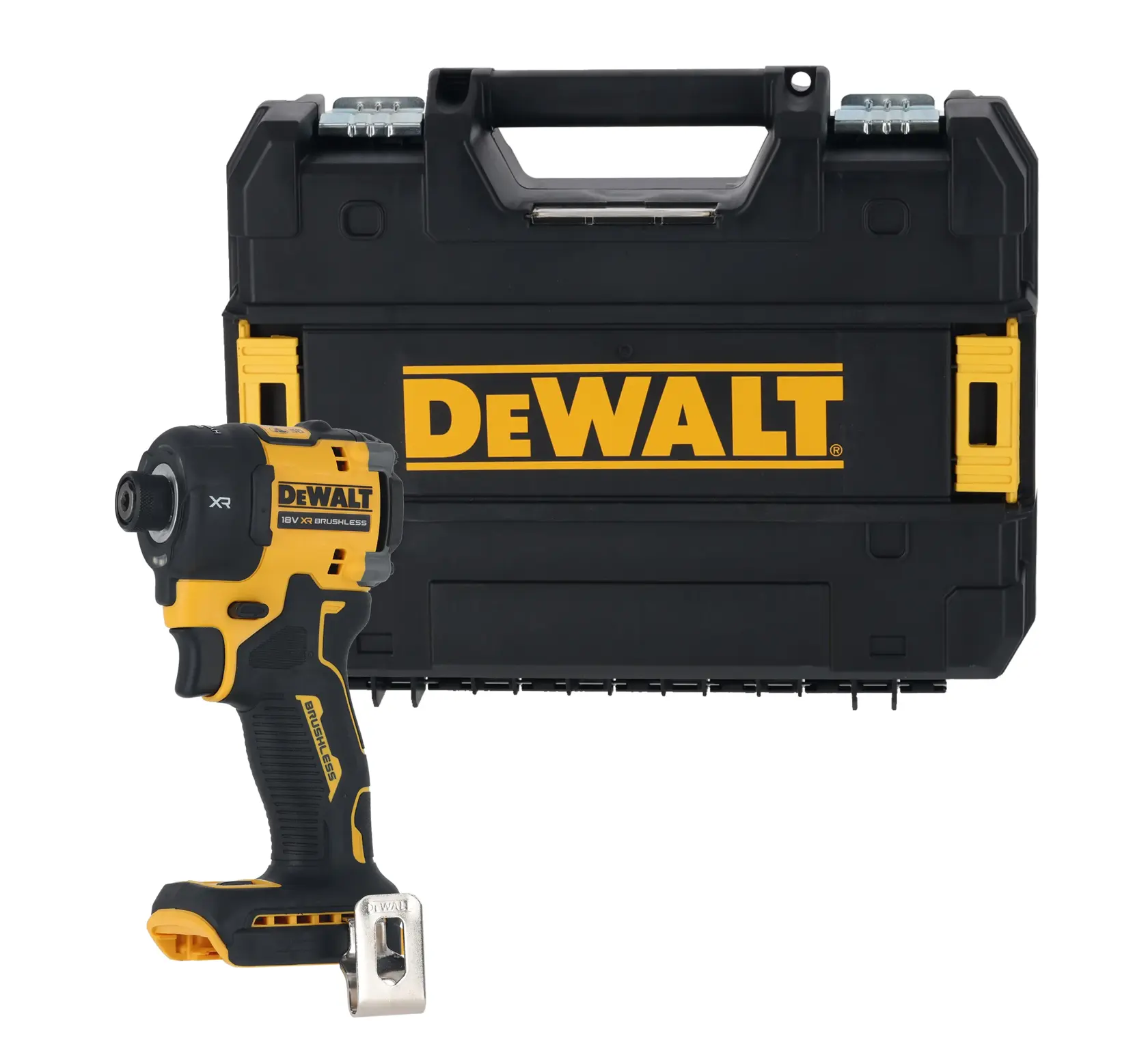 DEWALT Akku-Schlagschrauber mit schwarzem Aufbewahrungskoffer, für den professionellen Einsatz.