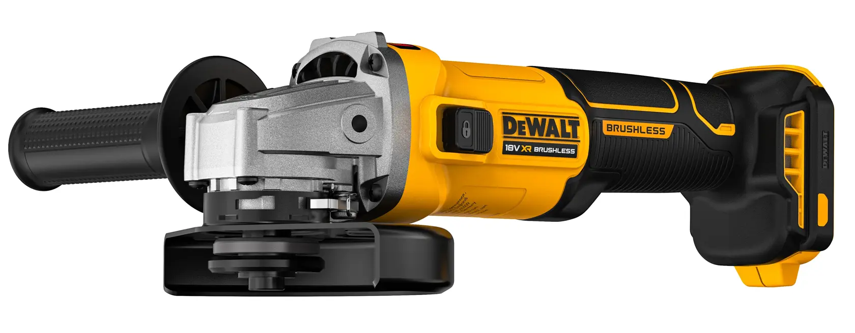 DEWALT DCG407NT, DCG407N-XJ kabellose Schleifmaschine in Gelb-Schwarz. Kategorie Fotografie.
