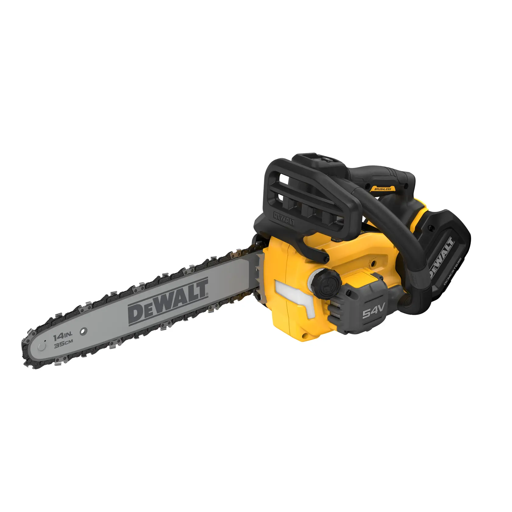 54 Volt Top-Handle-Akku-Kettensäge 35 cm Schwert (bürstenlos), Basisversion, WARNUNG - Diese Kettensäge darf nur von ausgebildeten Baumpflegern verwendet werden