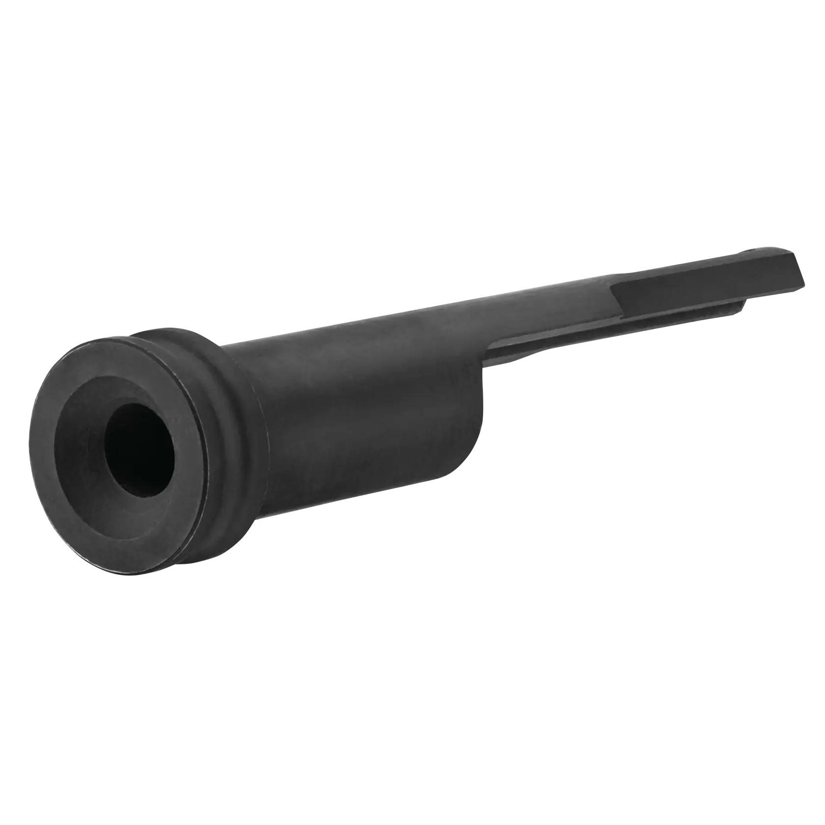Accessoire DEWALT DCN8904 noir, corps cylindrique et extension plate, présenté sur fond blanc.