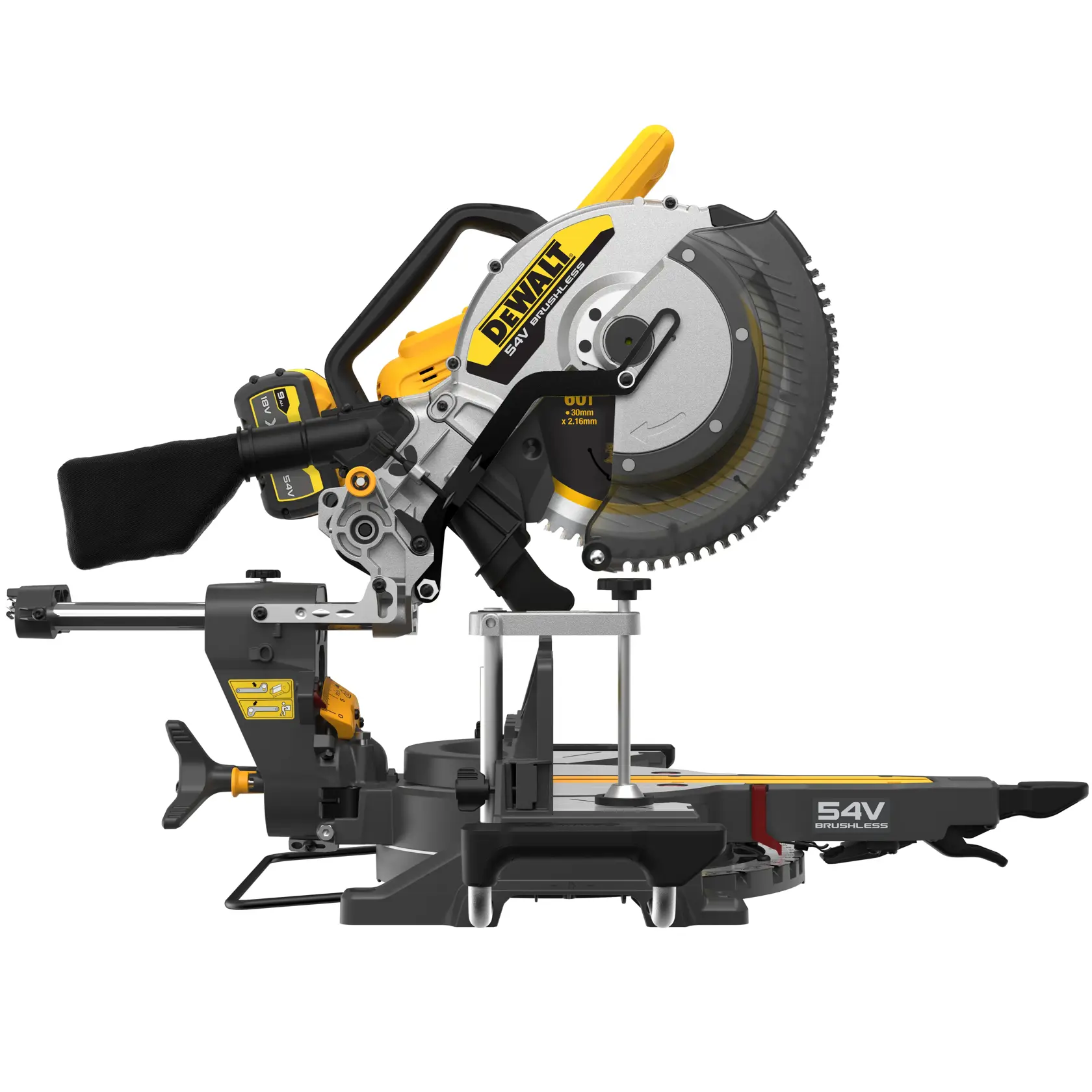 Graphique montrant la marque DEWALT XTREME Sub-Compact Series avec le slogan 'Compact et performance garantie' sur un fond jaune.
