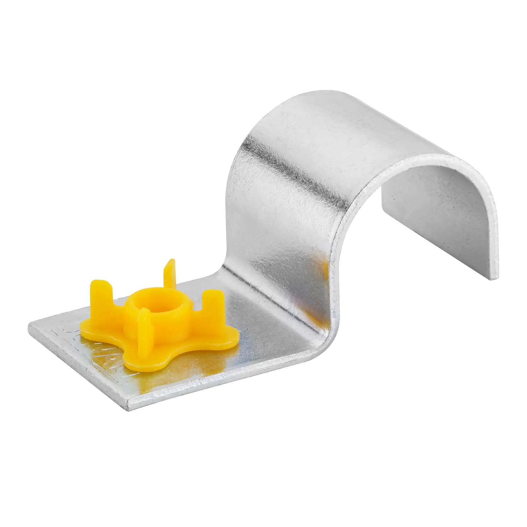 Collier de câble métallique DEWALT avec accessoire jaune pour gestion sécurisée des câbles.
