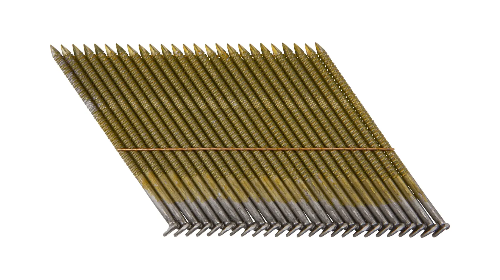 Schräger Streifen mit verbundenen Nägeln für Nagelpistole, metallisch und gerillte Schäfte.