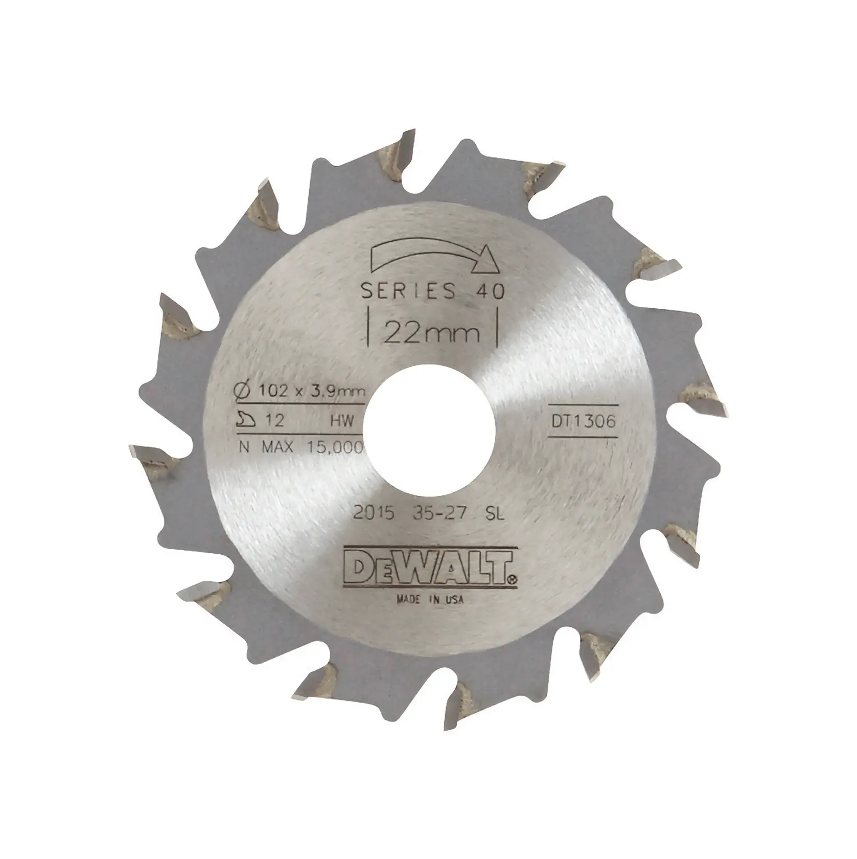 DEWALT DT1306 Kreissägeblatt, Series 40, 22mm, 12 Zähne, für Holzarbeiten.