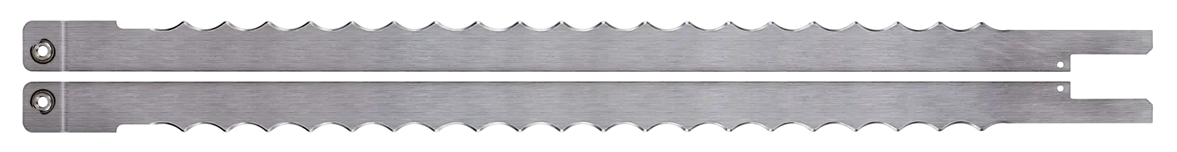 Deux lames de scie DEWALT DT2979 droites à bords dentelés, présentées côte à côte sur fond blanc.