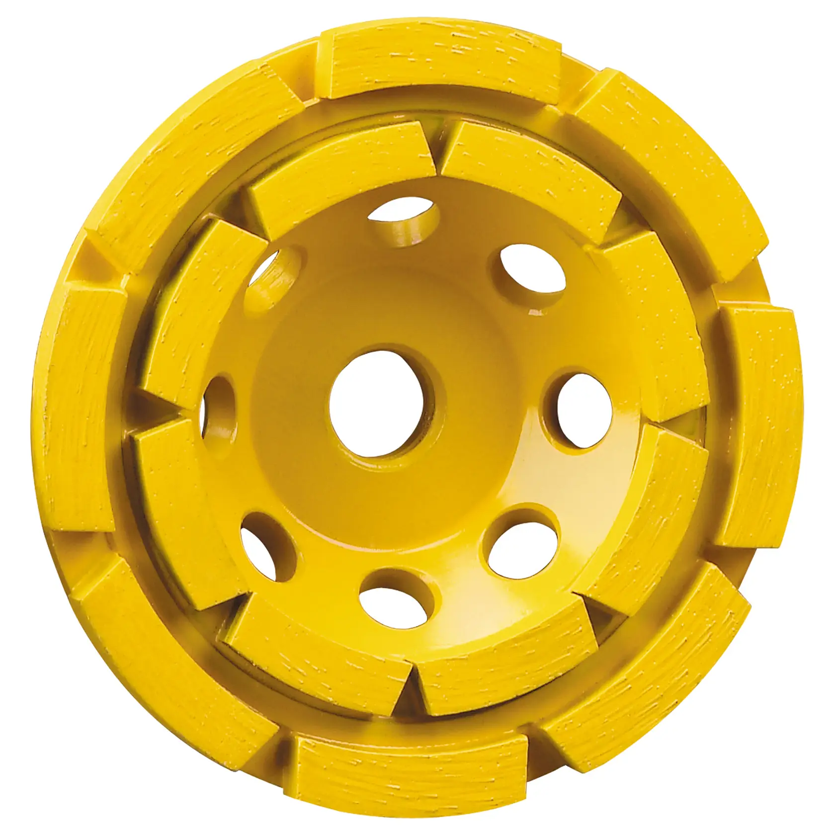 DEWALT DT3796-F, DT3796, DT3796-QZ meule jaune pour photographie. Design circulaire avec trous et segments.