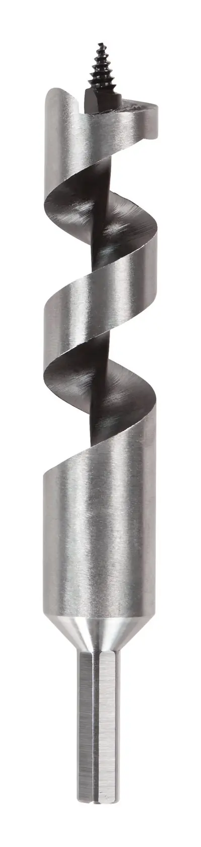Broca de barrena DEWALT DT4614 para madera con punta de tornillo, mostrada sobre fondo blanco.