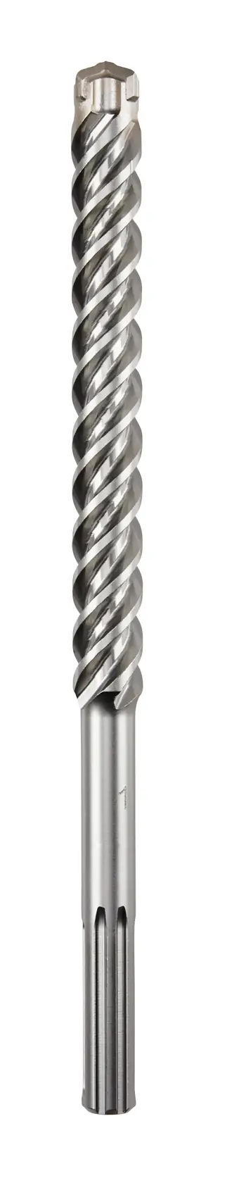 Broca DEWALT SDS Max con espiral para martillo rotativo, utilizada para perforar concreto o mampostería.