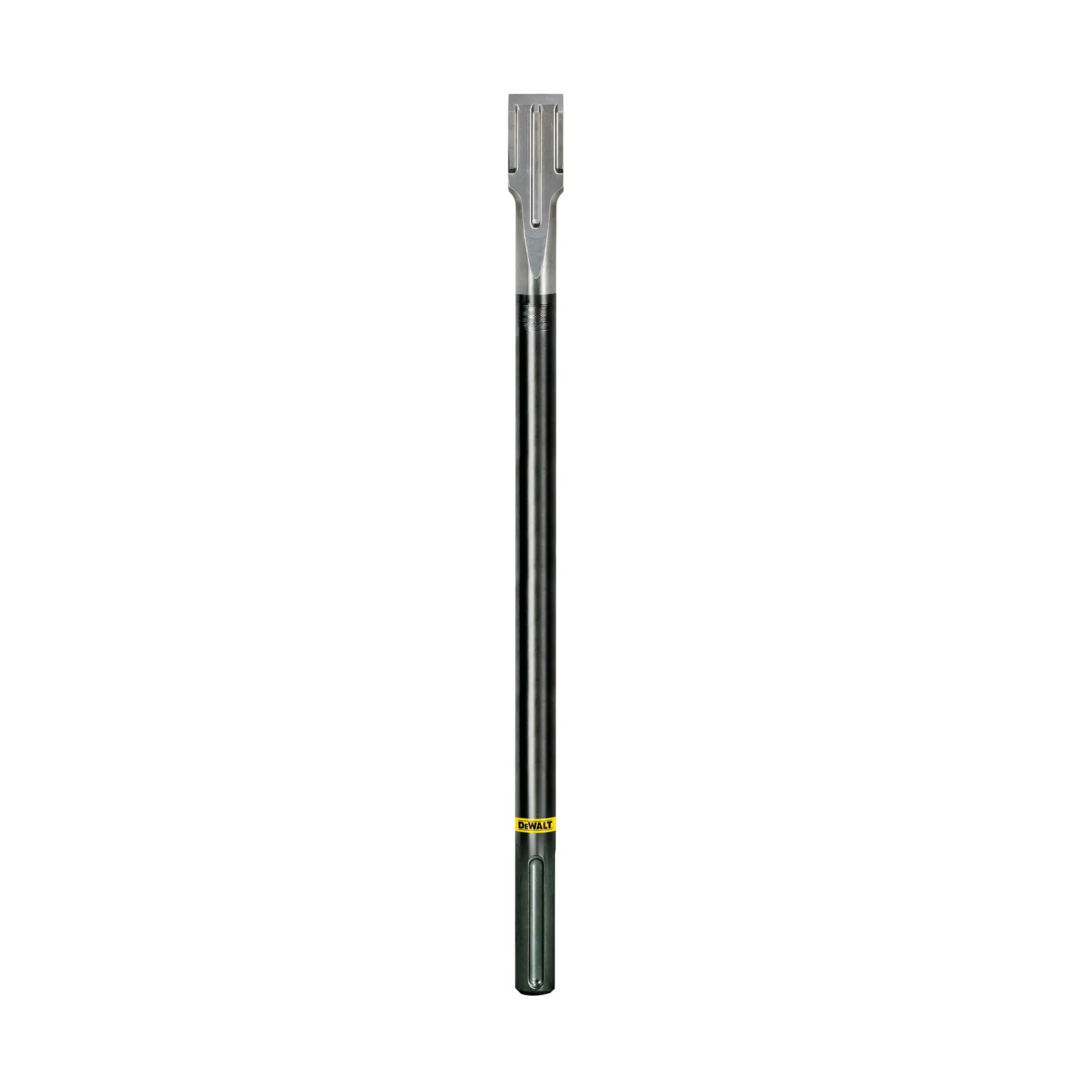 DEWALT Meißel, silber und schwarz, aufrecht, SKUs DT6812, DT6812-QZ, Fotografie, weißer Hintergrund.