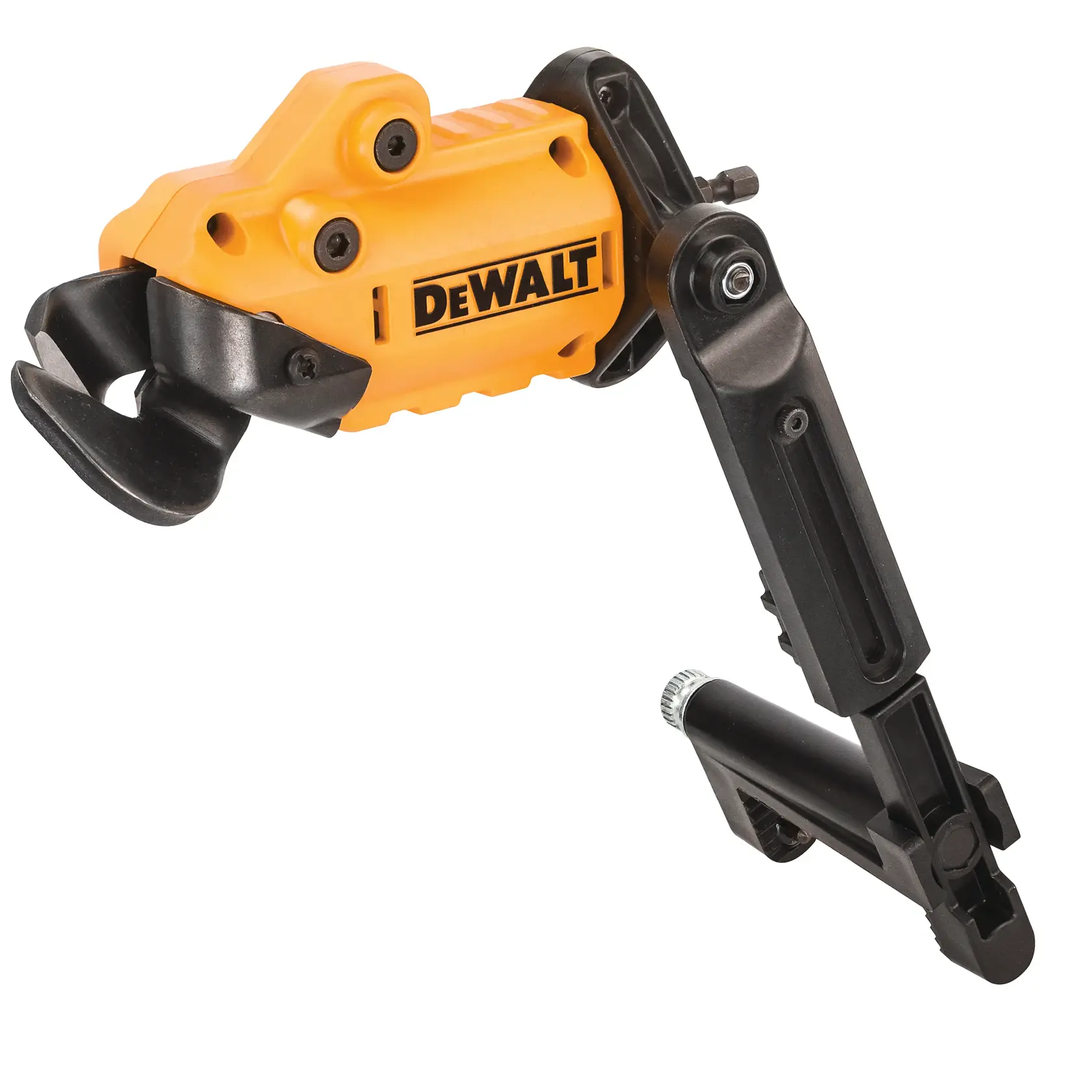 Accessoire DEWALT DT70620 avec corps jaune et pince noire pour fixation.
