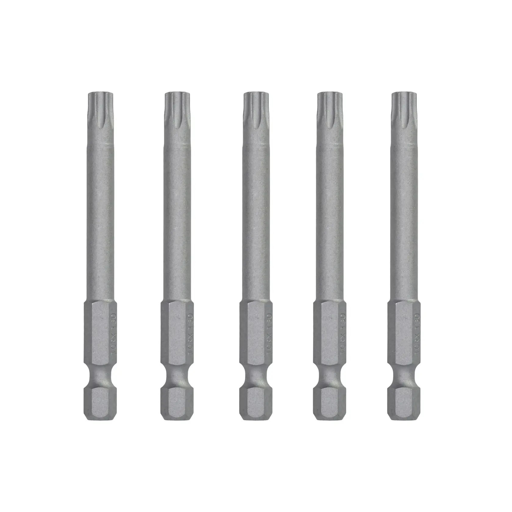 Fünf DEWALT DT7295 Schrauberbits stehen vertikal nebeneinander auf weißem Hintergrund.