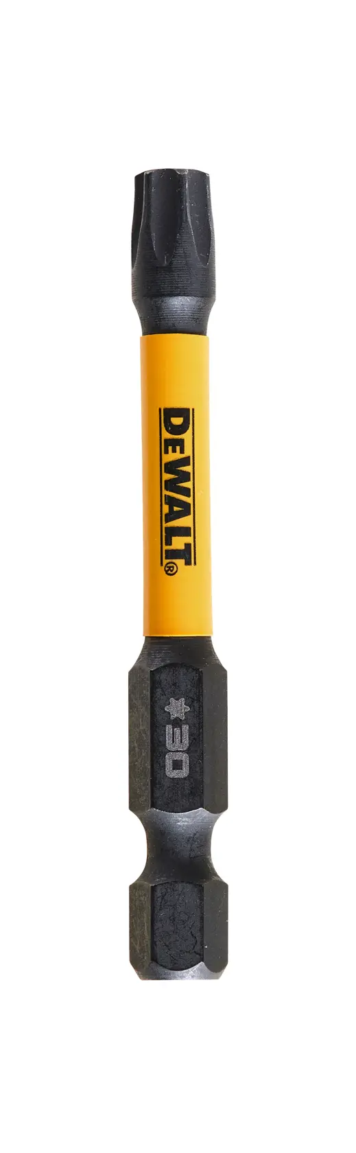 Accessoire photo DEWALT, embout DT7398T-QZ et DT7398T, noir et jaune, sur fond blanc.