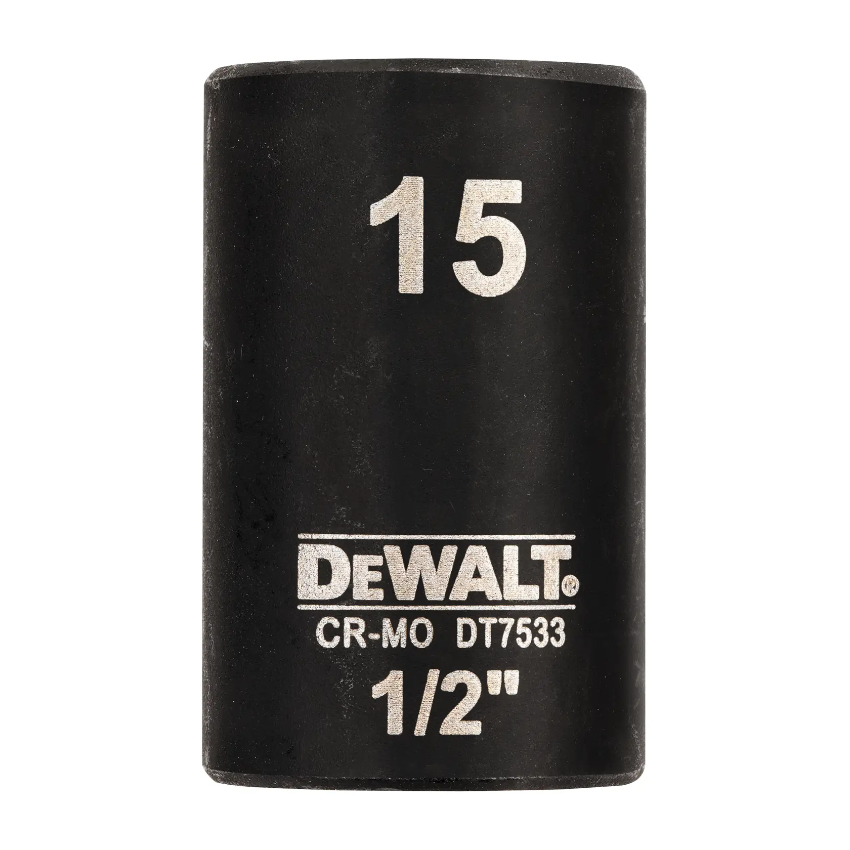 Douille à choc DEWALT DT7533 15mm 1/2", outil cylindrique noir pour usage mécanique.