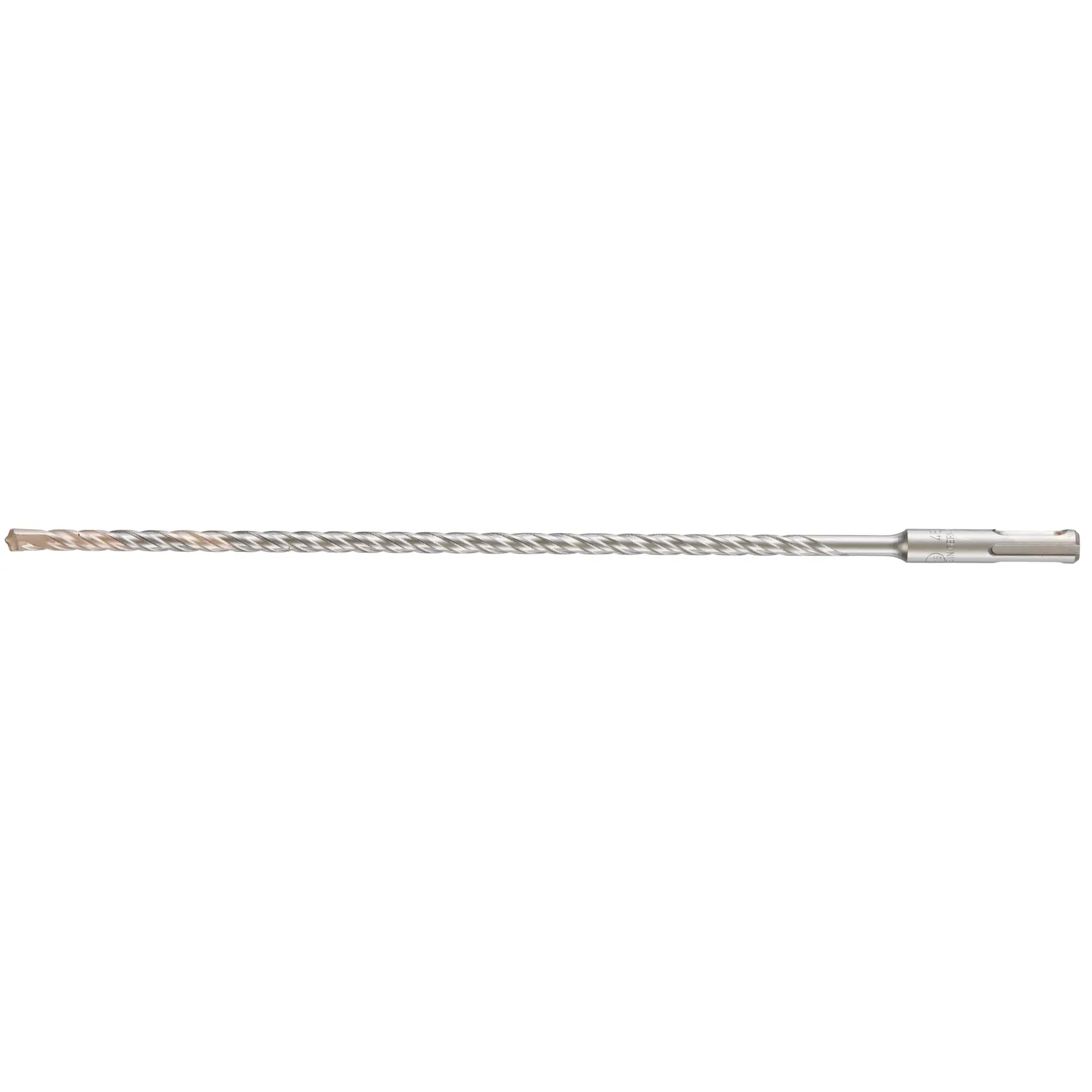 Langer, silberner DEWALT DT9523 Steinbohrer mit Spiralnuten für Rotationsbohrungen.