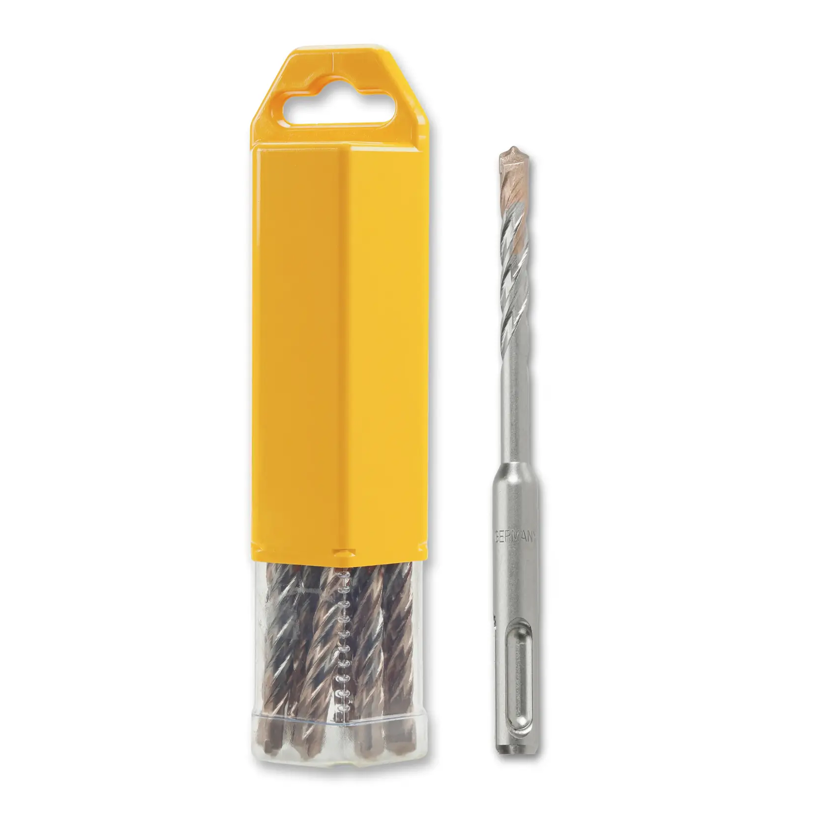 Gráfico que muestra la marca DEWALT XTREME Sub-Compact Series con el eslogan 'Compacto y lleno de rendimiento' sobre un fondo amarillo.
