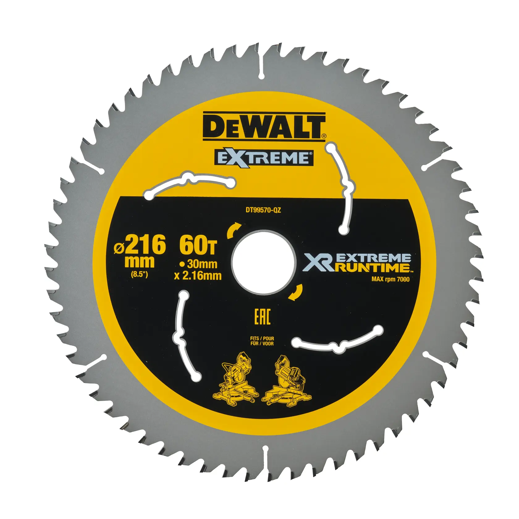 Gráfico que muestra la marca DEWALT XTREME Sub-Compact Series con el eslogan 'Compacto y lleno de rendimiento' sobre un fondo amarillo.