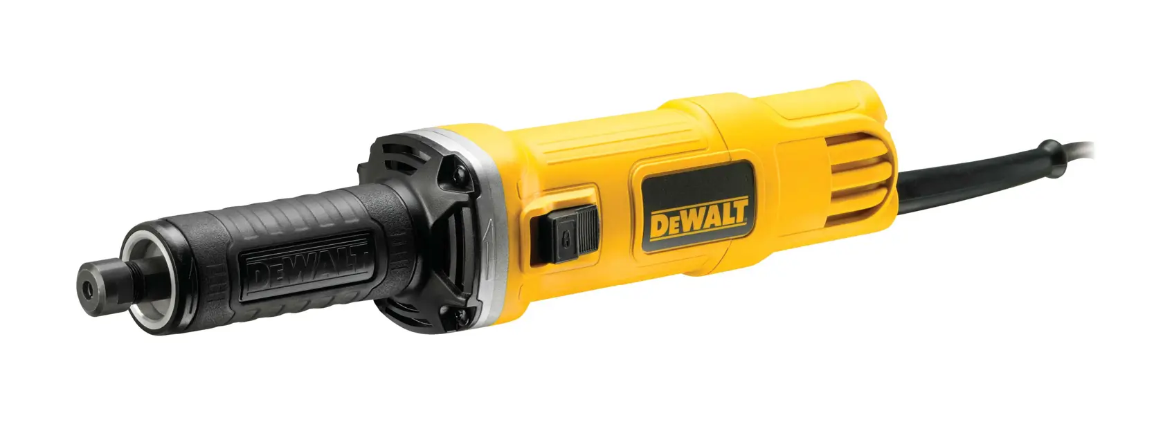 Une meuleuse électrique DEWALT DWE4884 avec un boîtier jaune et noir et une alimentation filaire, adaptée aux tâches de meulage et de polissage précis.