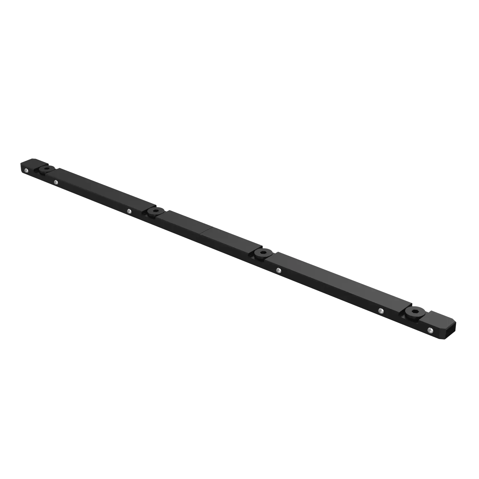 Rail en métal noir DEWALT pour équipement photo, présenté sur fond blanc.