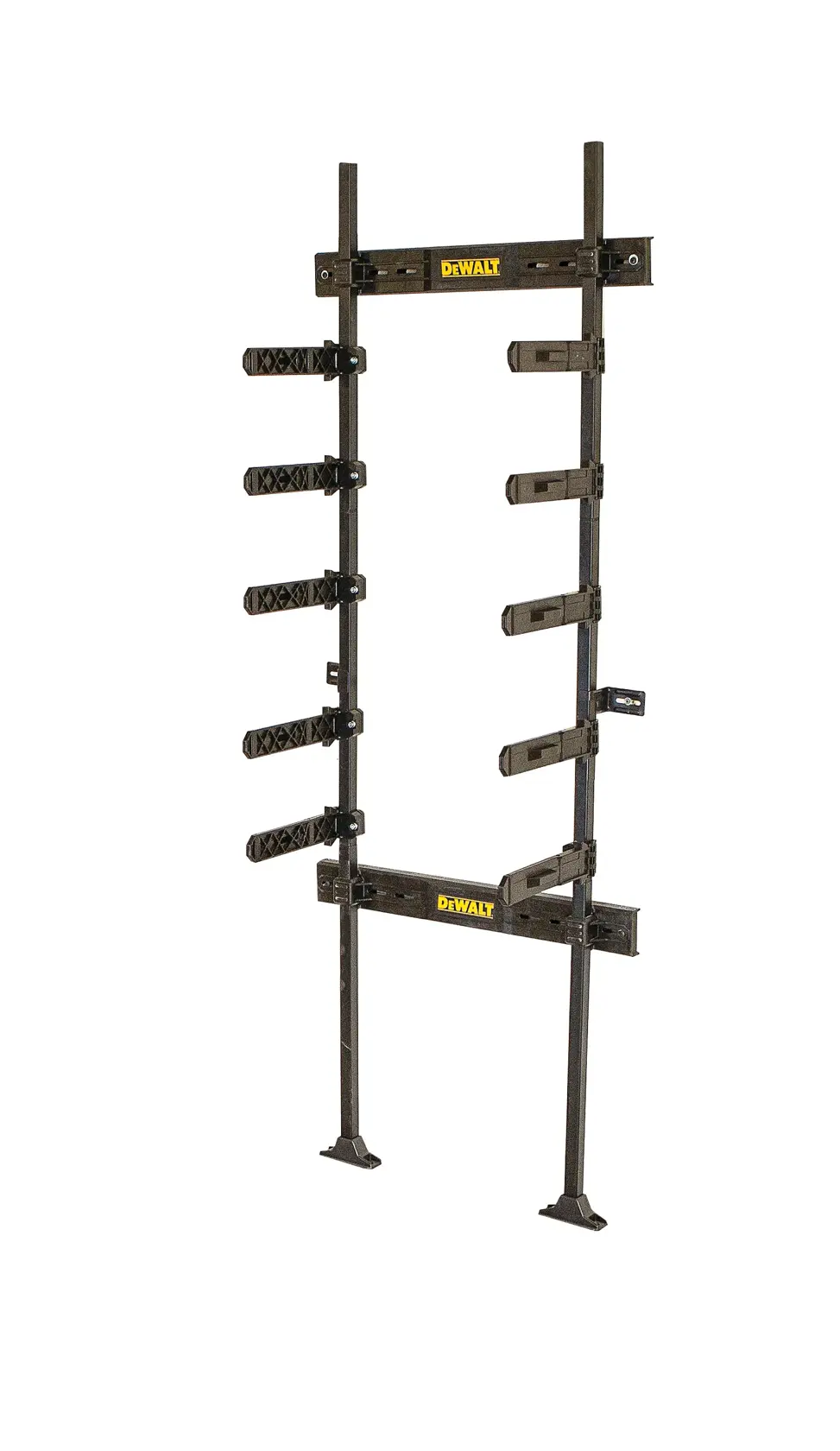 Rack en métal DEWALT DWST1-75694 avec bras réglables pour accessoires photo et organisation.