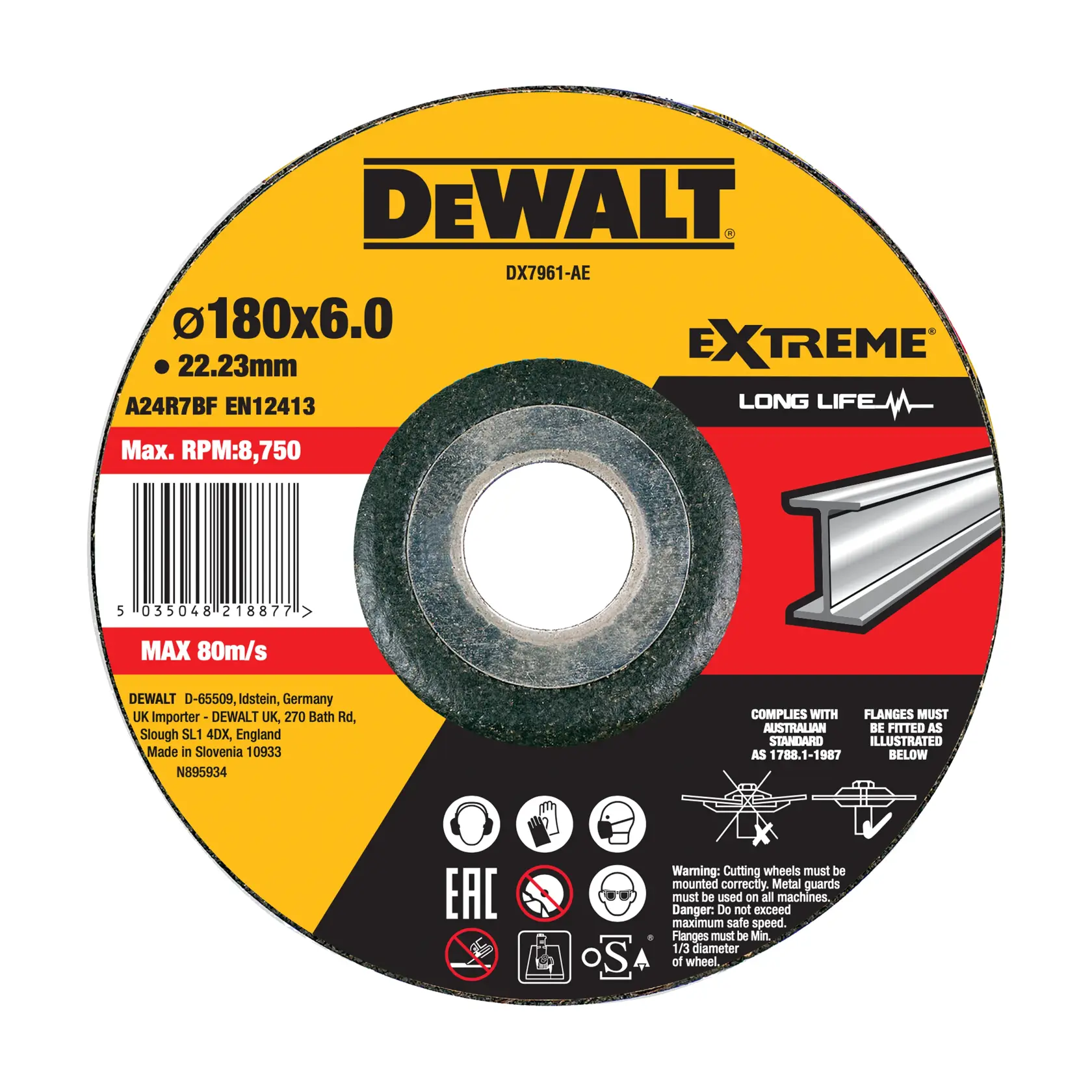 Extreme 2X Disque à ébarber METAL 180 x 6.0 x 22,2mm